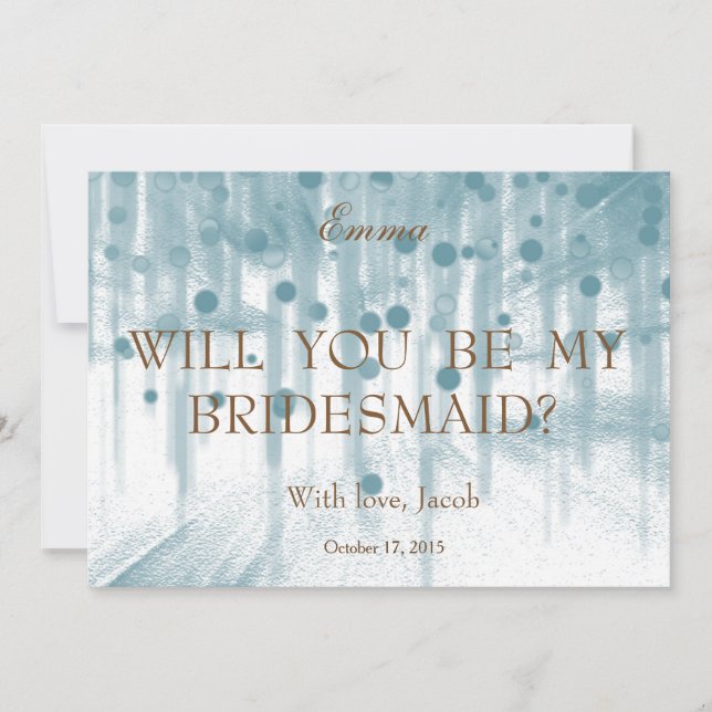 Blue Glitter Will You Be My Bridesmaid Invitation (Front)