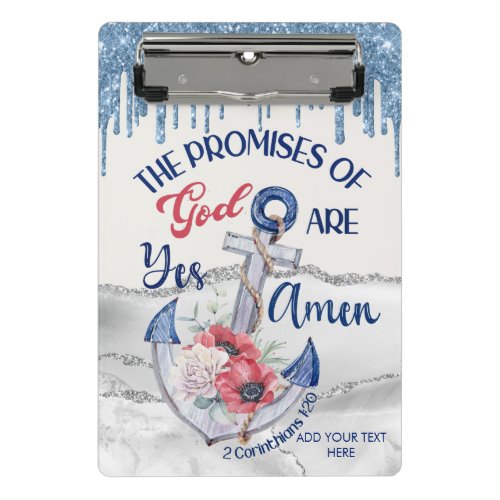 Blue Glitter Yes And Amen 2 Corinthians 120 Bible Mini Clipboard