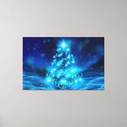 Blue Glittering Christmas tree Canvas Print