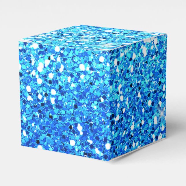 Blue Glitters Sparkles Texture Favor Boxes (Front Side)