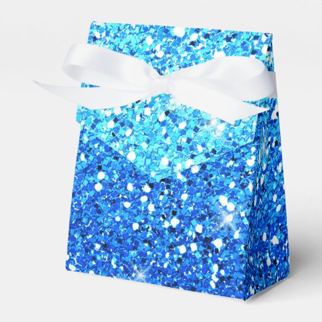 Blue Glitters Sparkles Texture Favor Boxes (Front Side)