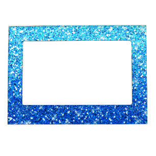 Blue Glitters Sparkles Texture Magnetic Picture Frame
