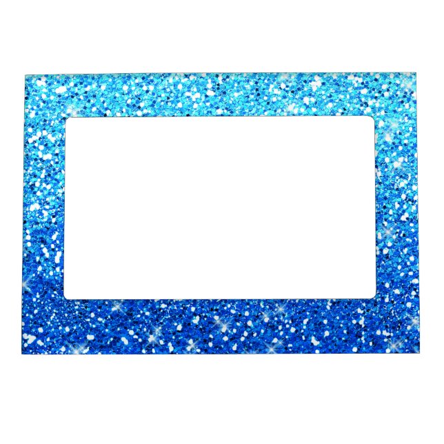Blue Glitters Sparkles Texture Magnetic Picture Frame (Front)