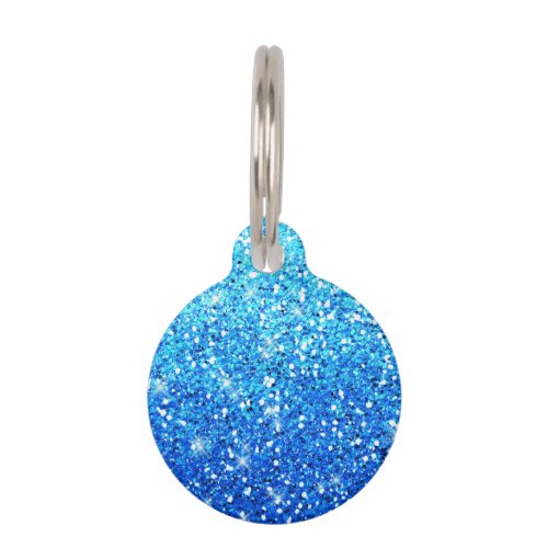Blue Glitters Sparkles Texture Pet Name Tag