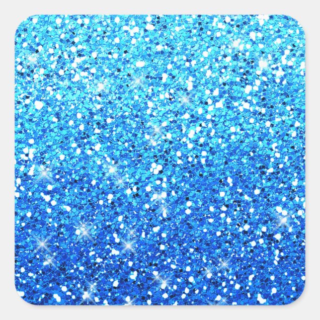 Blue Glitters Sparkles Texture Square Sticker (Front)