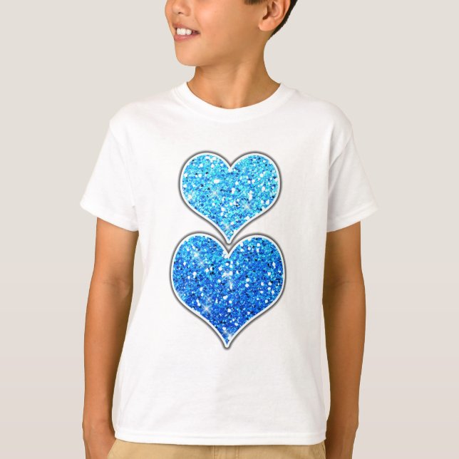 Blue Glitters Sparkles Texture T-Shirt (Front)
