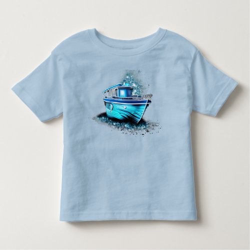 Blue glittery boat toddler t_shirt