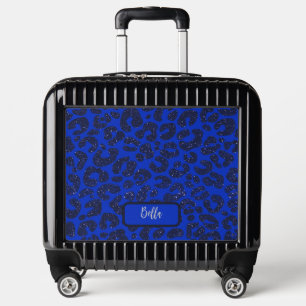 Blue Glittery Leopard Pattern Luggage
