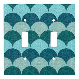 Blue Glittery Mermaid Scales Pattern Light Switch Cover
