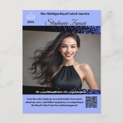 Blue Glitz Pageant Promo Autograph Card  QR Code