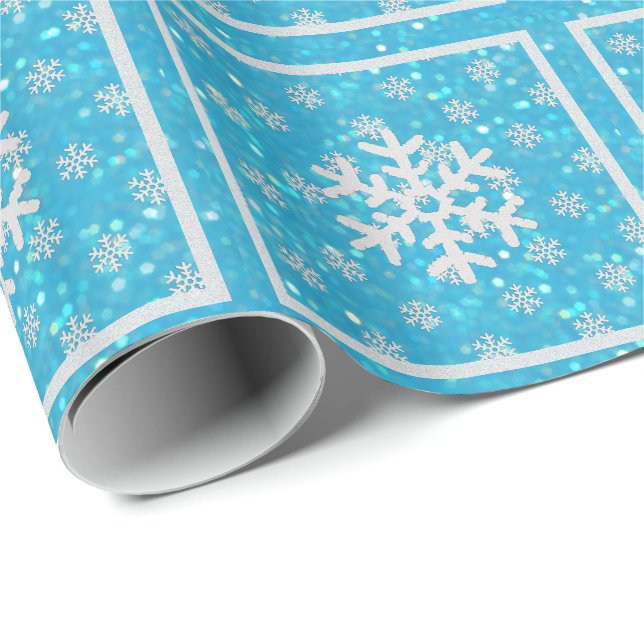 Blue Glitz : Snowflakes Wrapping Paper (Roll Corner)
