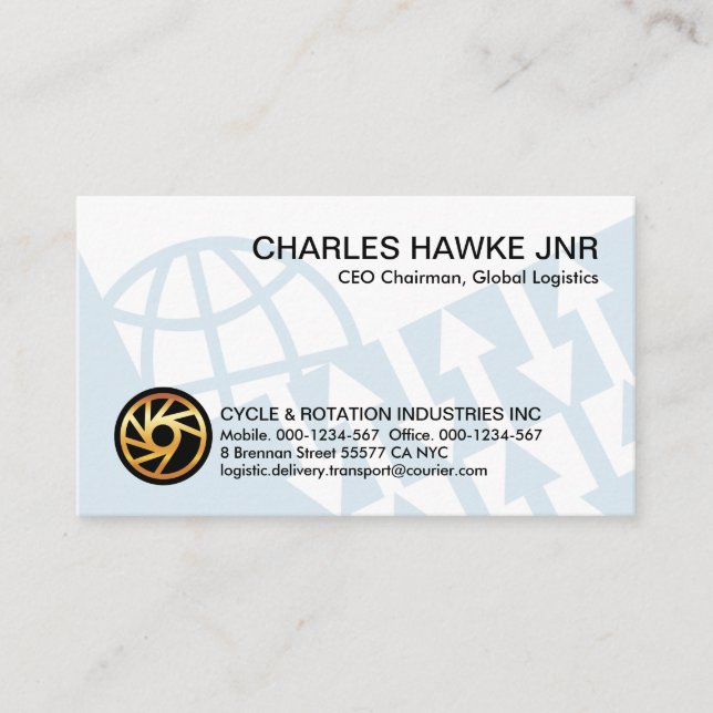 Blue Global Direction Arrows Business Card (Front)