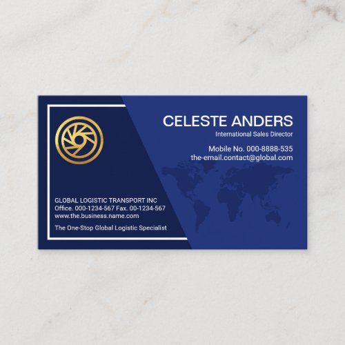 Blue Global Layers White Frame CEO Business Card