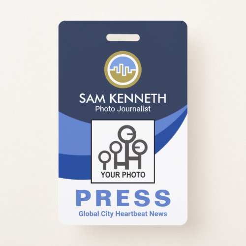 Blue Global Wave Press Staff Photo Journalist Badge