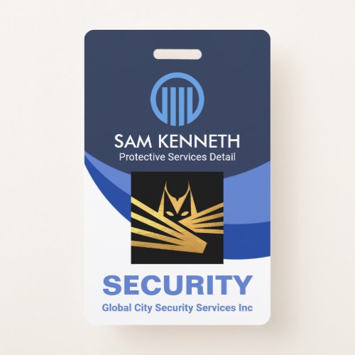 Blue Global Wave Press Staff Photo Security Badge