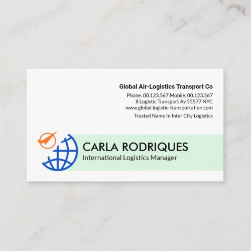 Blue Globe Airplane Orbit Business Card