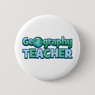 Blue Globe Geography Teacher Button
