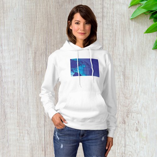 Blue Globe Womens Hoodie