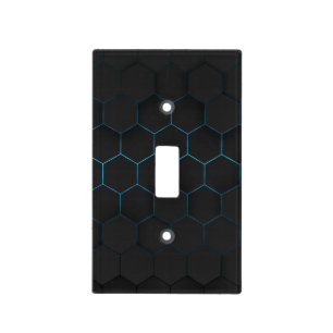 Blue Glow Cyber Hexagon Pattern Light Switch