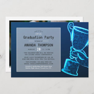 Blue Glow Futuristic Virtual Graduation Party Invitation