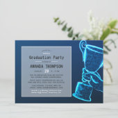 Blue Glow Futuristic Virtual Graduation Party Invitation (Standing Front)