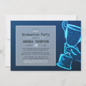 Blue Glow Futuristic Virtual Graduation Party Invitation (Front)