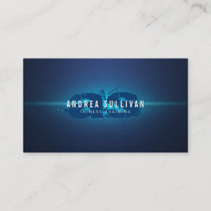 Blue Glow Grunge Monogram Trainer Business Card