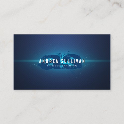 Blue Glow Grunge Monogram Trainer Business Card