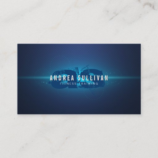 Customizable Blue Glow Grunge Monogram Trainer Business Card