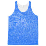 Blue Glow Hand-drawn Crazy Tribal Doodle All-over-print Tank Top at Zazzle