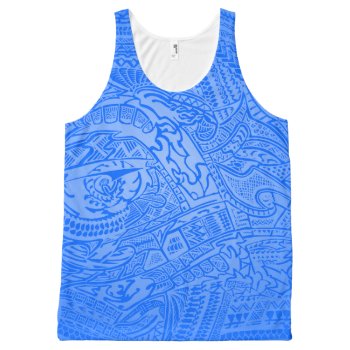 Blue Glow Hand-drawn Crazy Tribal Doodle All-over-print Tank Top by Doodle_Dude at Zazzle