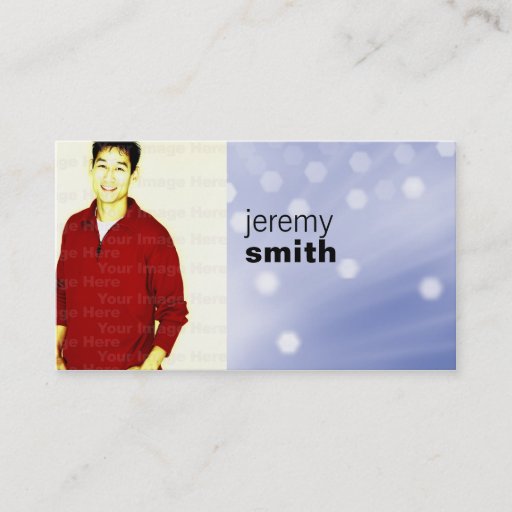 Customizable Blue Glow Headshot Business Card