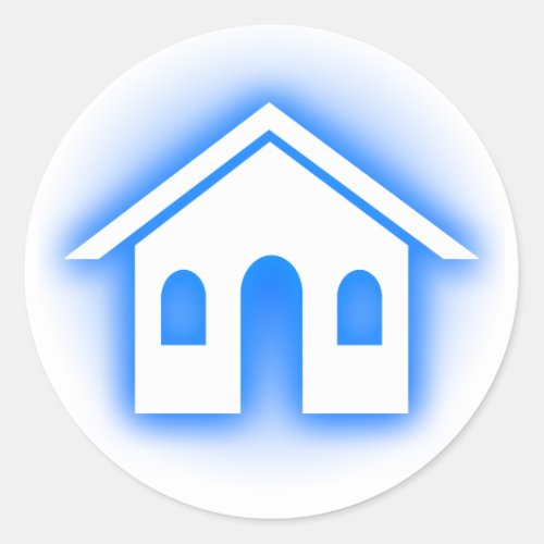 blue glow home classic round sticker