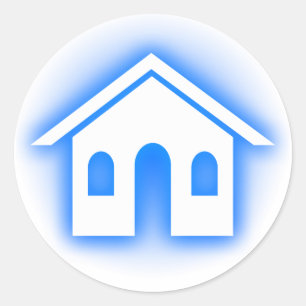 blue glow home classic round sticker