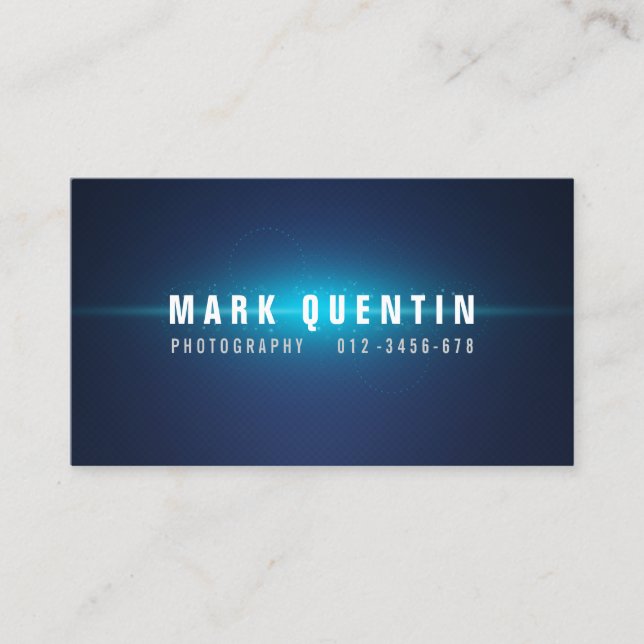 Blue Glow In The Dark Photography Business Card (Front)