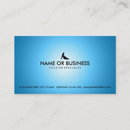 Customizable blue glow lawn mowing business cards
