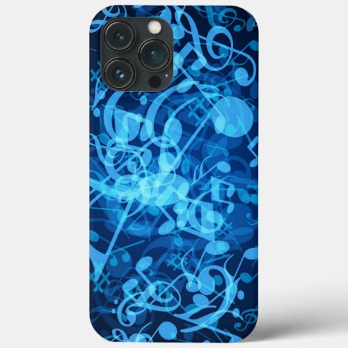 Blue Glow Music Notes iPhone 13 Pro Max Case