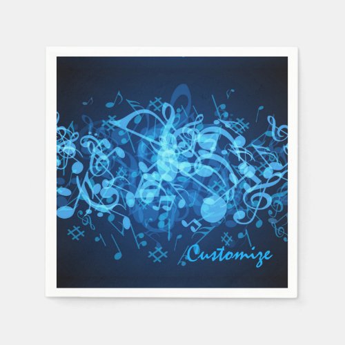 Blue Glow Music Notes Napkins