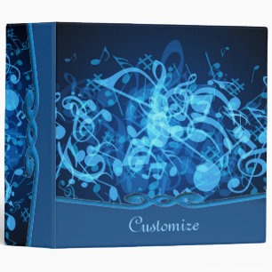 Blue Glow Music Notes Pattern Binder