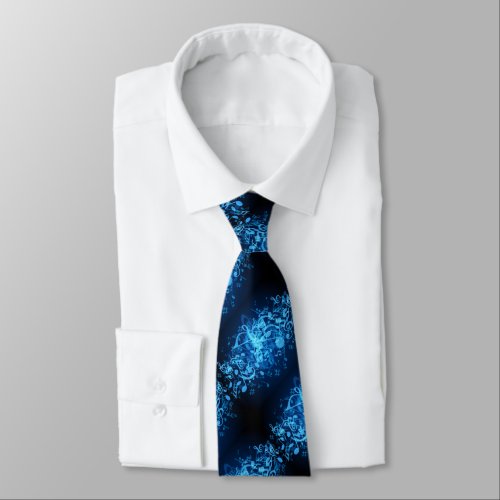 Blue Glow Music Notes Pattern Tie 2