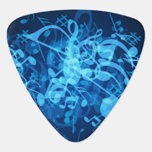 Blue Glow Music Notes Triangle Guitar Pick