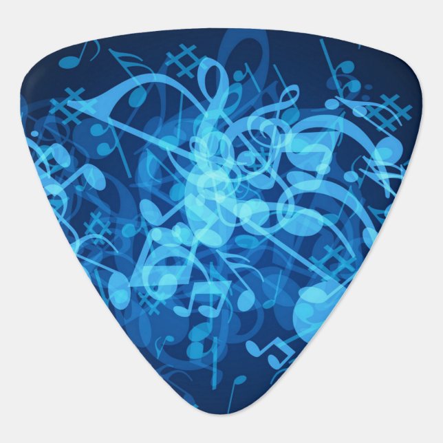 Blue Glow Music Notes Triangle Guitar Pick (Front)
