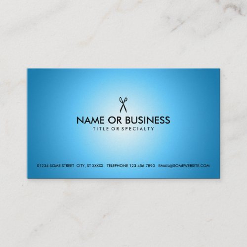 blue glow scissors business cards