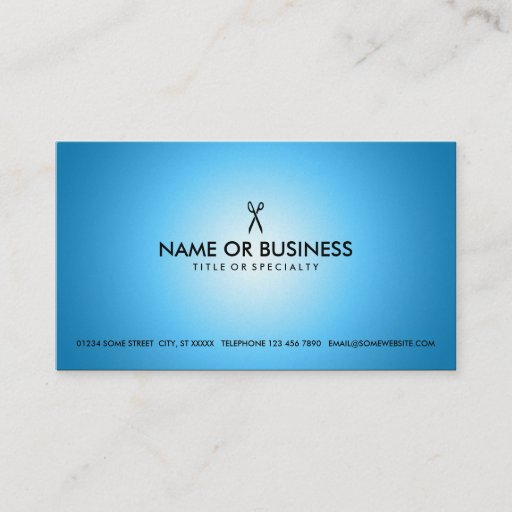 Customizable blue glow scissors business cards
