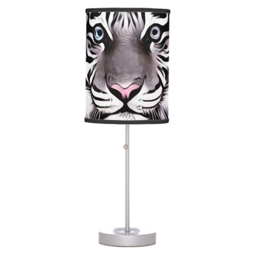 Blue Glow White Tiger Table Lamp