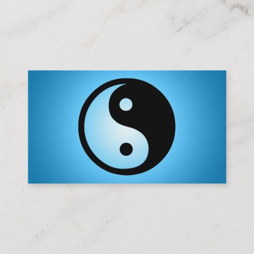 Customizable blue glow yin yang business cards