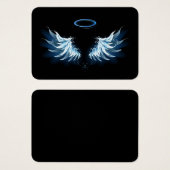 Blue Glowing Angel Wings on black background (Front & Back)