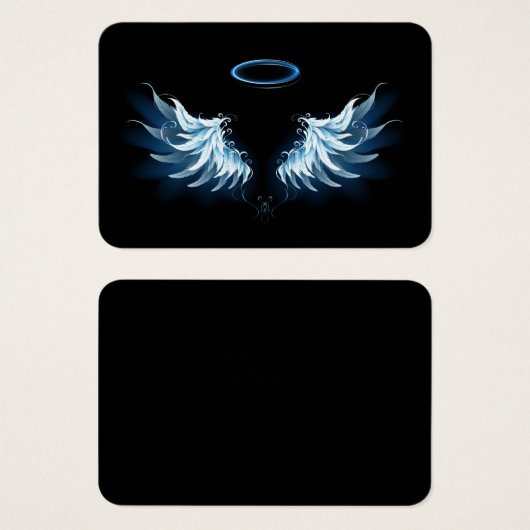 Blue Glowing Angel Wings on black background (Front & Back)