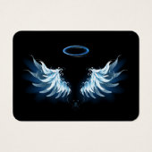 Blue Glowing Angel Wings on black background (Front)