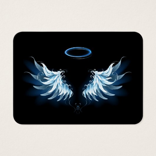 Blue Glowing Angel Wings on black background (Front)
